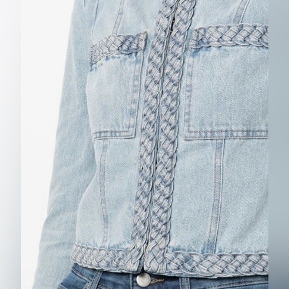 Veronica Beard Arrowe Glacier Blue Denim Jacket with Braided Trim Sz 00 - Picture 3 of 16